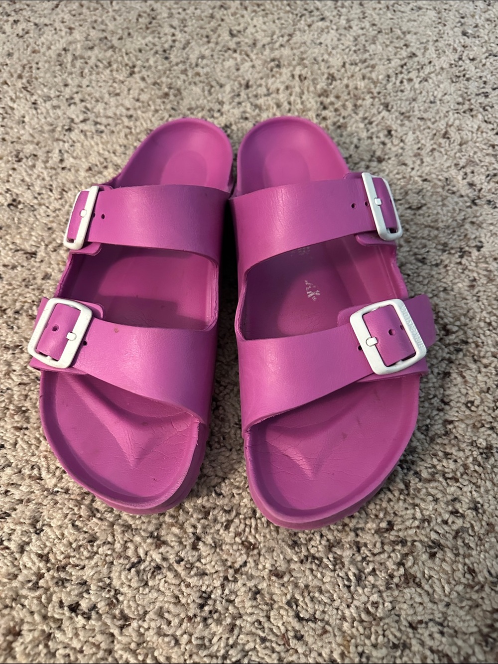 Birkenstock Arizona EVA Sandals in Bright Pink with White Buckles